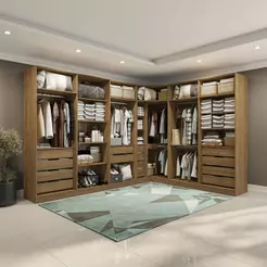 Conjunto Closet Kappesberg Adapt Nogueira 6 Peças 342cm x 263cm