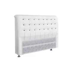 Cabeceira Cama Box Estofada Queen Queen Dama Plus Courano Branco/Preto - Simbal