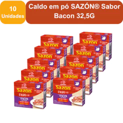 Kit 10 Unidades Caldo em pó SAZÓN® Sabor Bacon 32,5G