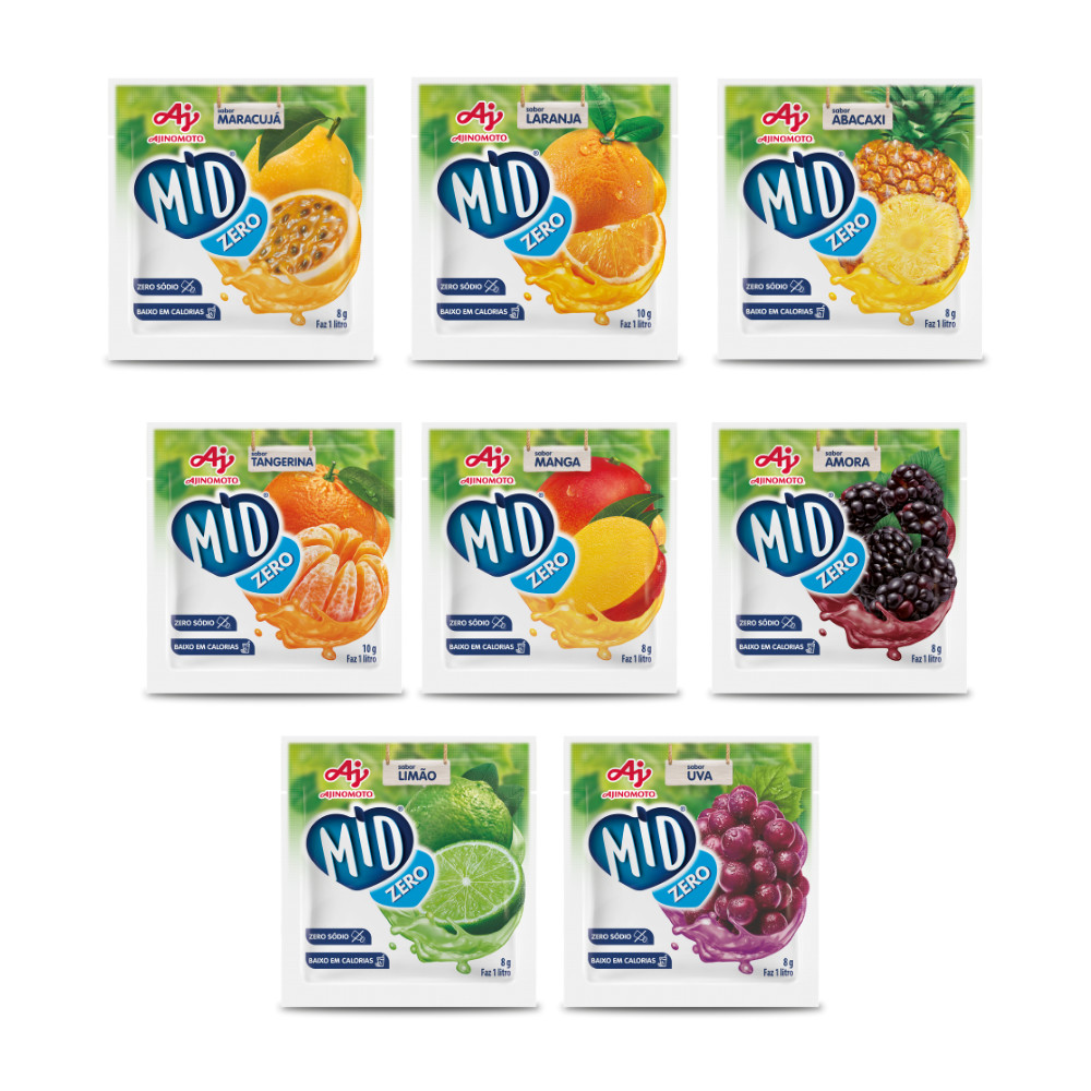 Kit 15 Unidades REFRESCO EM PÓ MID ZERO AÇUCAR - 8 Sabores para voce escolher em Oferta na Shopee