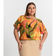 Blusa Feminina Plus Size Estampada Secret Glam Laranja