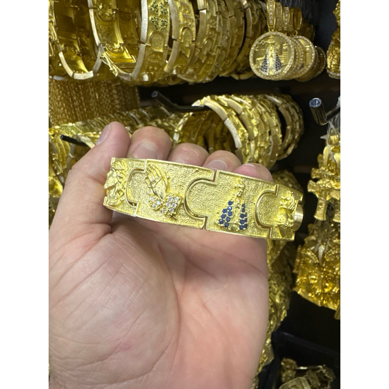 ￼PULSEIRA BRACELETE SANTA CEIA, MISTO, 777, NOSSA SENHORA, JESUS - 100% MOEDA ANTIGA