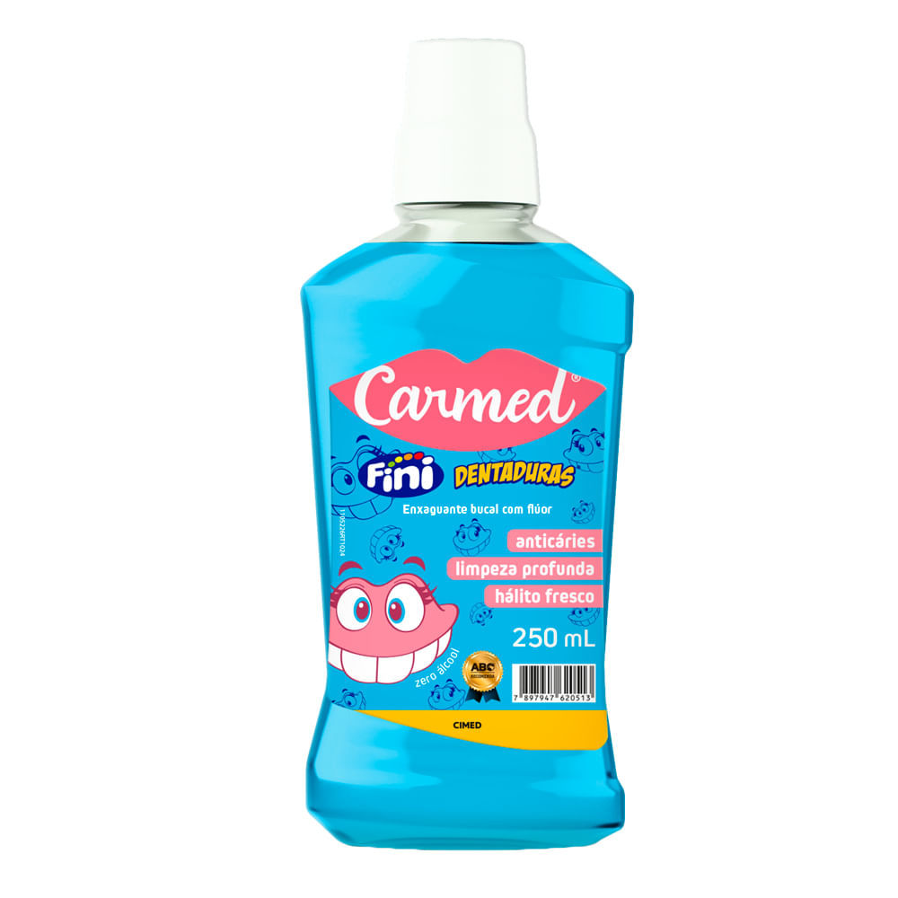 Enxaguante Bucal Carmed Fini Dentadura com Flúor Zero Álcool 250ml em Oferta na Shopee