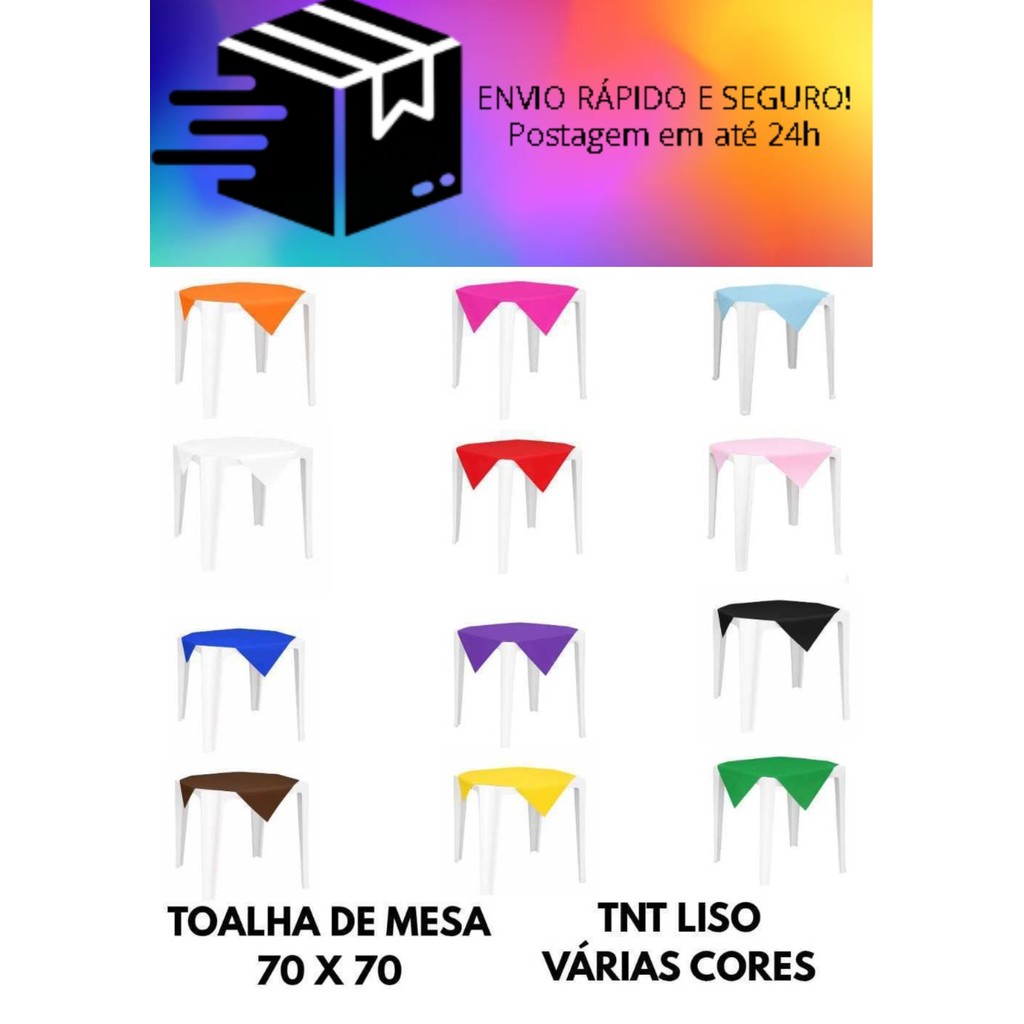 Kit 5/10/20 Toalhas de mesa festa infantil TNT convidados lisa cobre mancha 70x70 quadrada