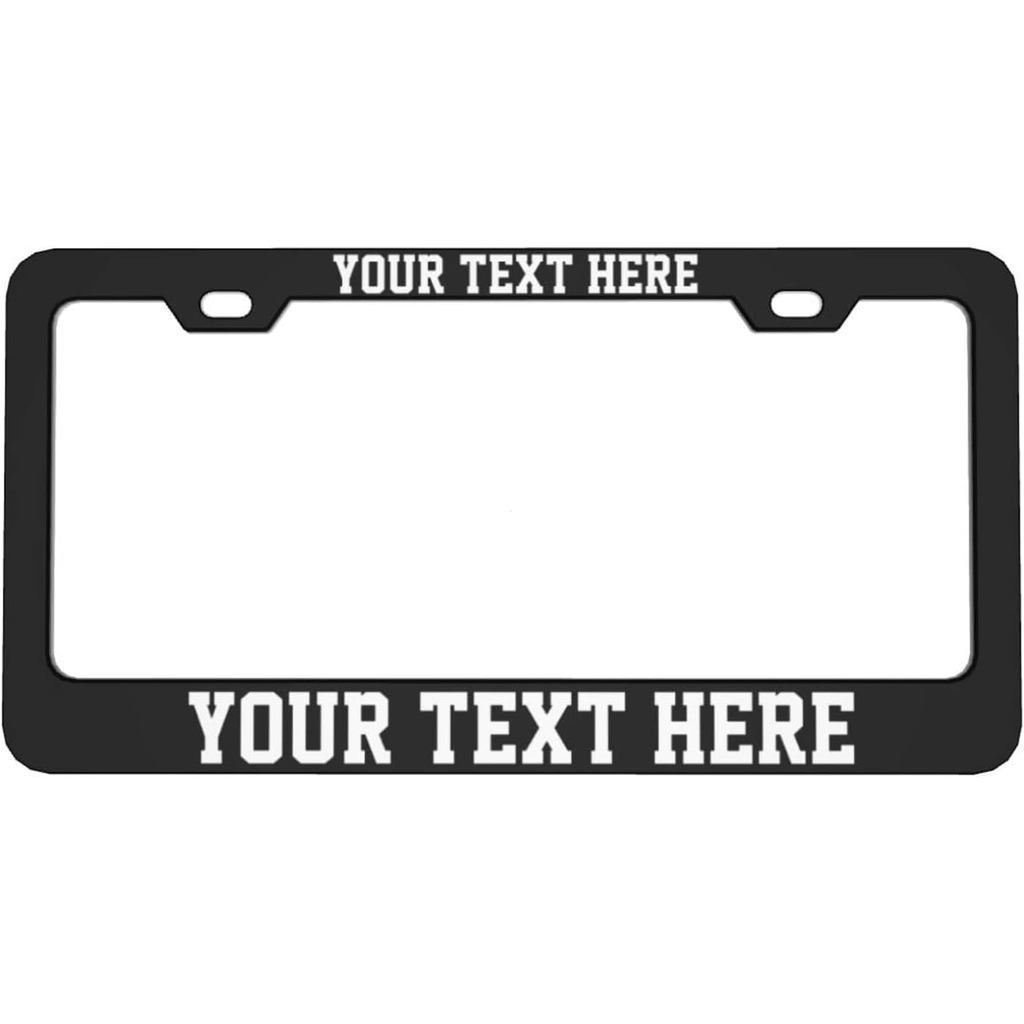 Porta-placa de carro personalizado, design personalizado em metal com texto, 12 polegadas x 6 polegadas, preto, 1 unidad