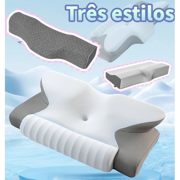 Travesseiro Ortopédico Borboleta Cervical Para Alivie o estresse Espuma Memória Lavável em Oferta na Shopee