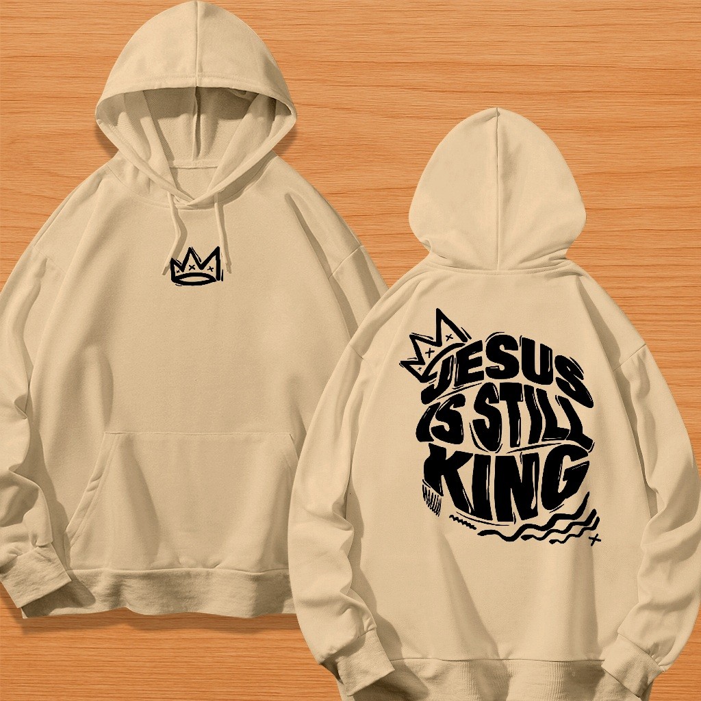 Moletom Canguru Unissex com Capuz Blusa de Frio Flanelado Casaco Moda Streetwear Jesus Is King