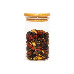 Pote de Vidro de Mantimentos 300ml C/ Tampa de Bambu Oikos