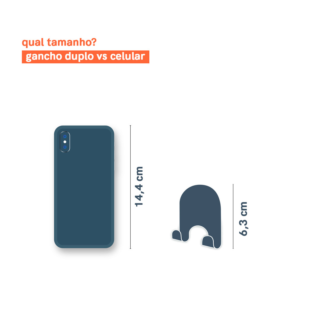Kit 2 Ganchos Duplos de Metal Cinza com Adesivo - Oikos — imagem 2 de 2
