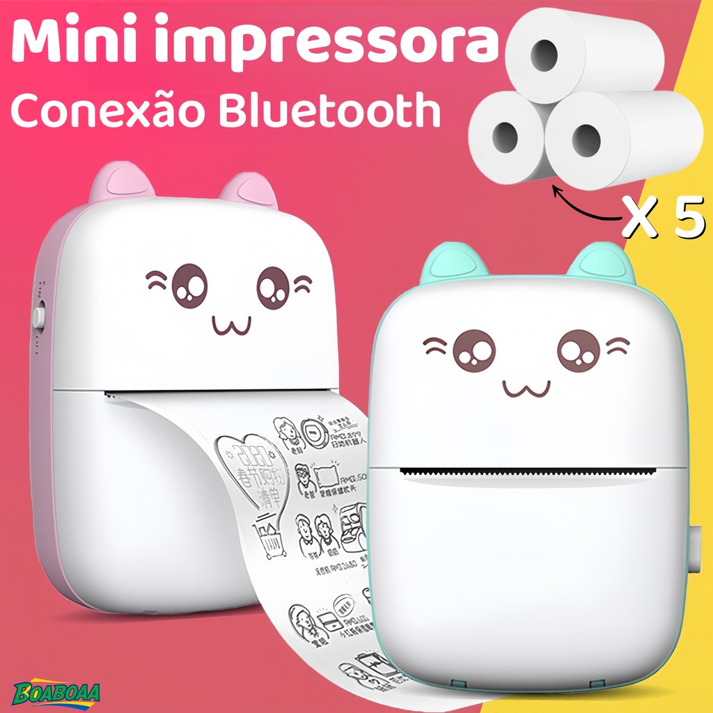 Impressora Térmica Mini Sem Fio, imprime desenhos, fotos e anotações, compatível com Android e iOS em Oferta na Shopee