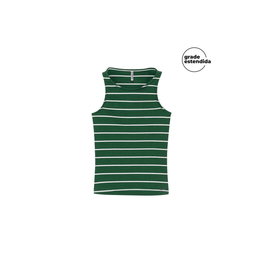 Regata Feminina Canelada Listras Marialícia Verde em Oferta na Shopee