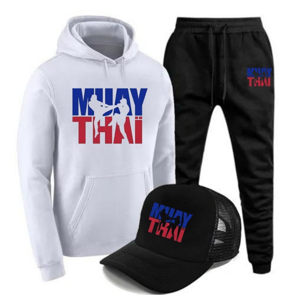 Conjunto MMA de Moletom Flanelado Com Blusa de Frio e Calça Mais Bone Ramalho Boots Qualidade Acima de Tudo Lindo Kit Ag