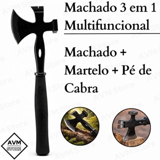 Machadinha Tático 3 em 1 Multifuncional Machado Martelo Pé de Cabra Aço Camping Sobrevivência em Oferta na Shopee