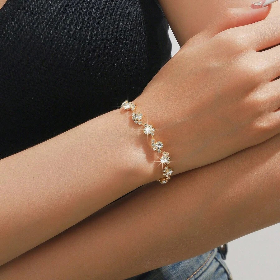 Conjunto 3 Peças Joias Zircônia Colar Brinco Pulseira Elegante Para Noivas — imagem 2 de 2
