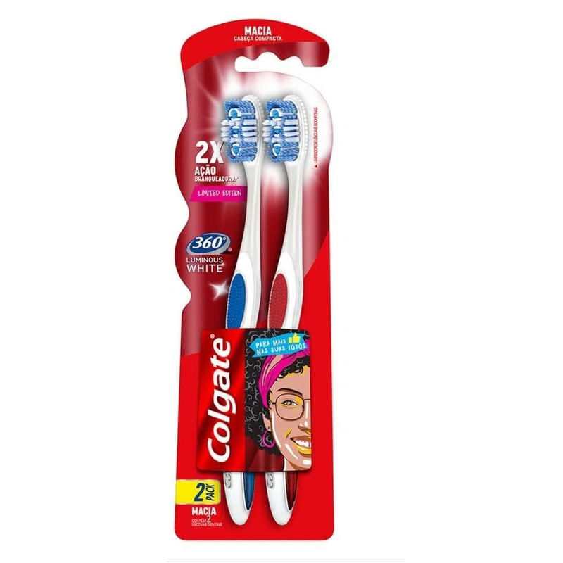 Escova Dental Colgate 360 Luminous White Leve 2 Pague 1 em Oferta na Shopee