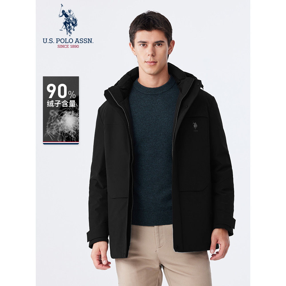 USPOLOASSN Jaqueta masculina com capuz espessada inverno American Polo Association jaqueta Casual quente à prova de frio