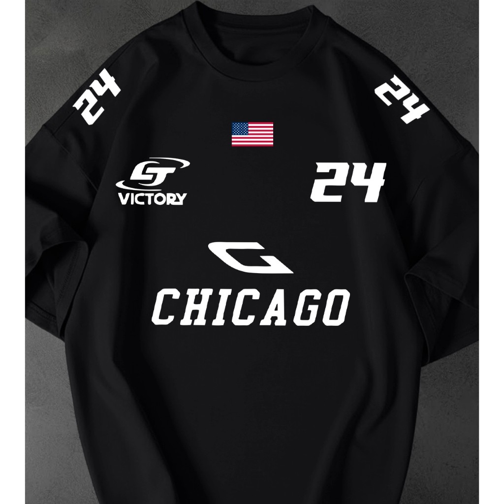Camiseta Oversized Feminina Chicago 24 Streetwear Estampada Camisetão 100% Algodão Premium