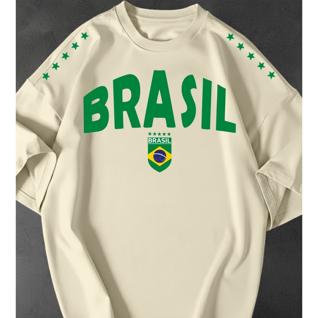 Camiseta Oversized Unissex Brasil Seleção Copa Streetwear Camisetão Estilo College