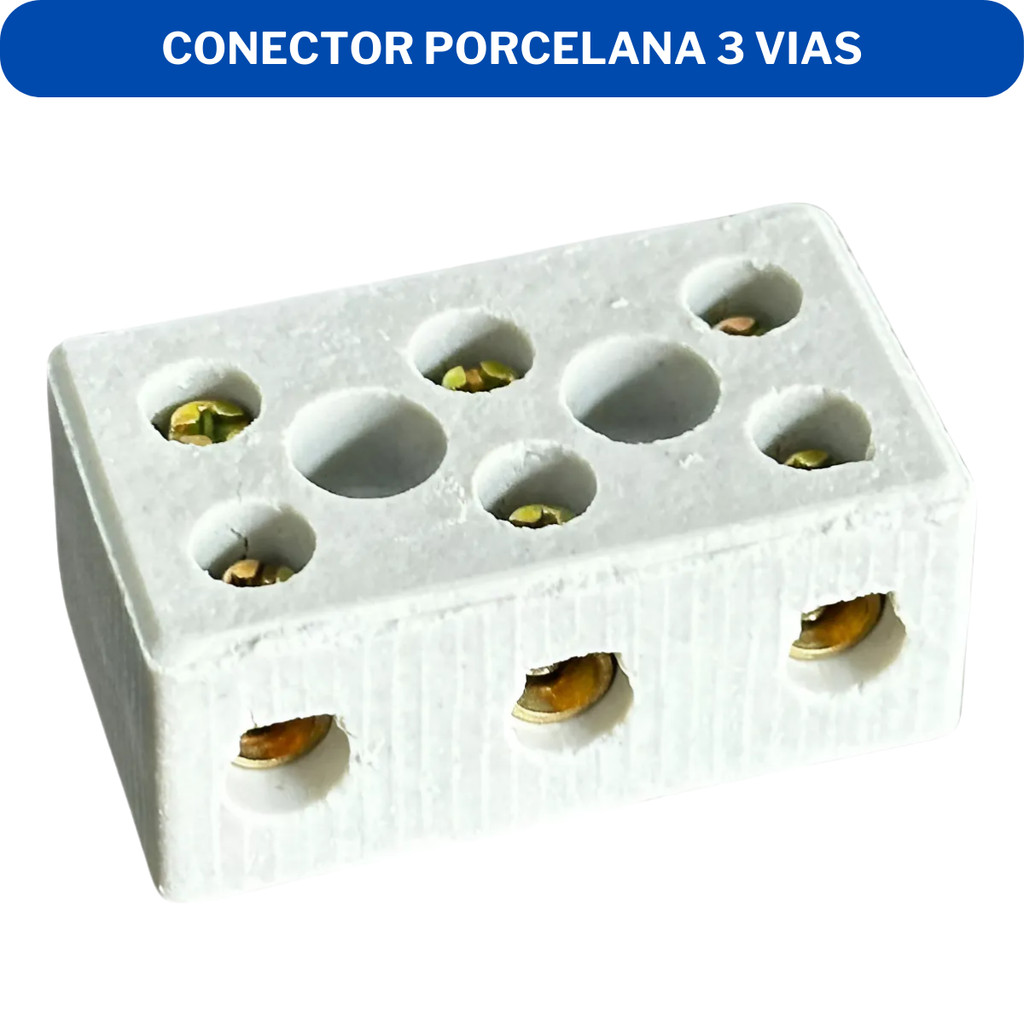 Kit 2 Conector Porcelana 3 Vias 6mm 10mm 16mm - Resistente Alta Temperatura Para Chuveiros e Torneiras