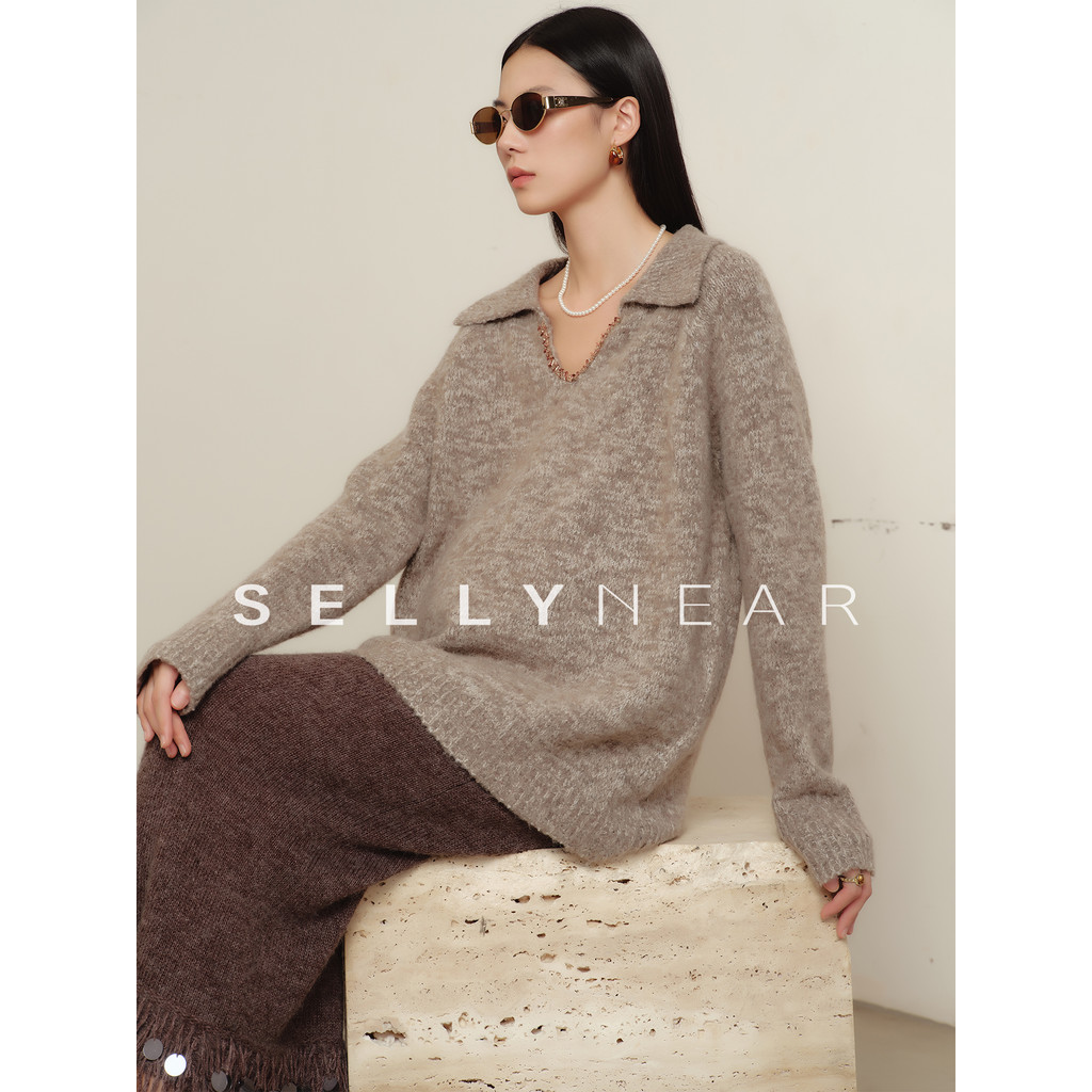 SELLYNEAR Suéter para maternidade inverno novo estilo moda solta manga comprida francês retrô estilo dinheiro antigo com