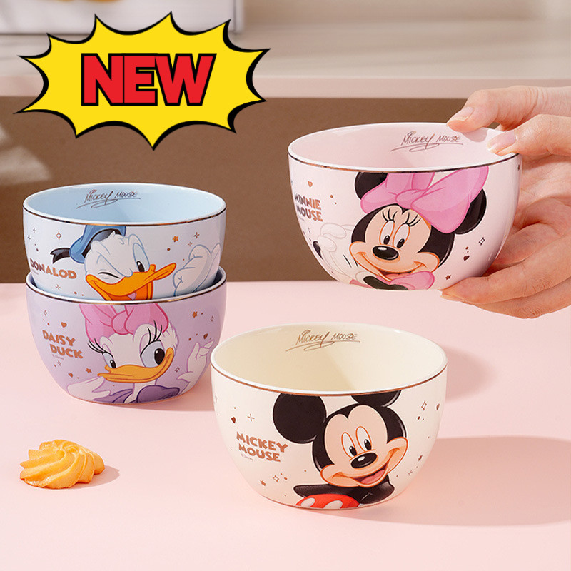 Graby2026 Estoque pronto Remessa Tigela de cerâmica Tigela de arroz Tigela pintada A ouro Disney Tigela de Congee para b
