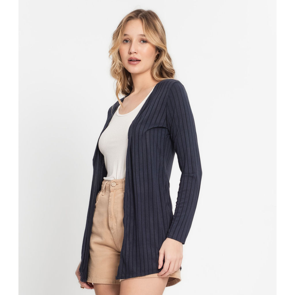 Cardigan Feminino Canelado Infinita Cor Azul · foto 2