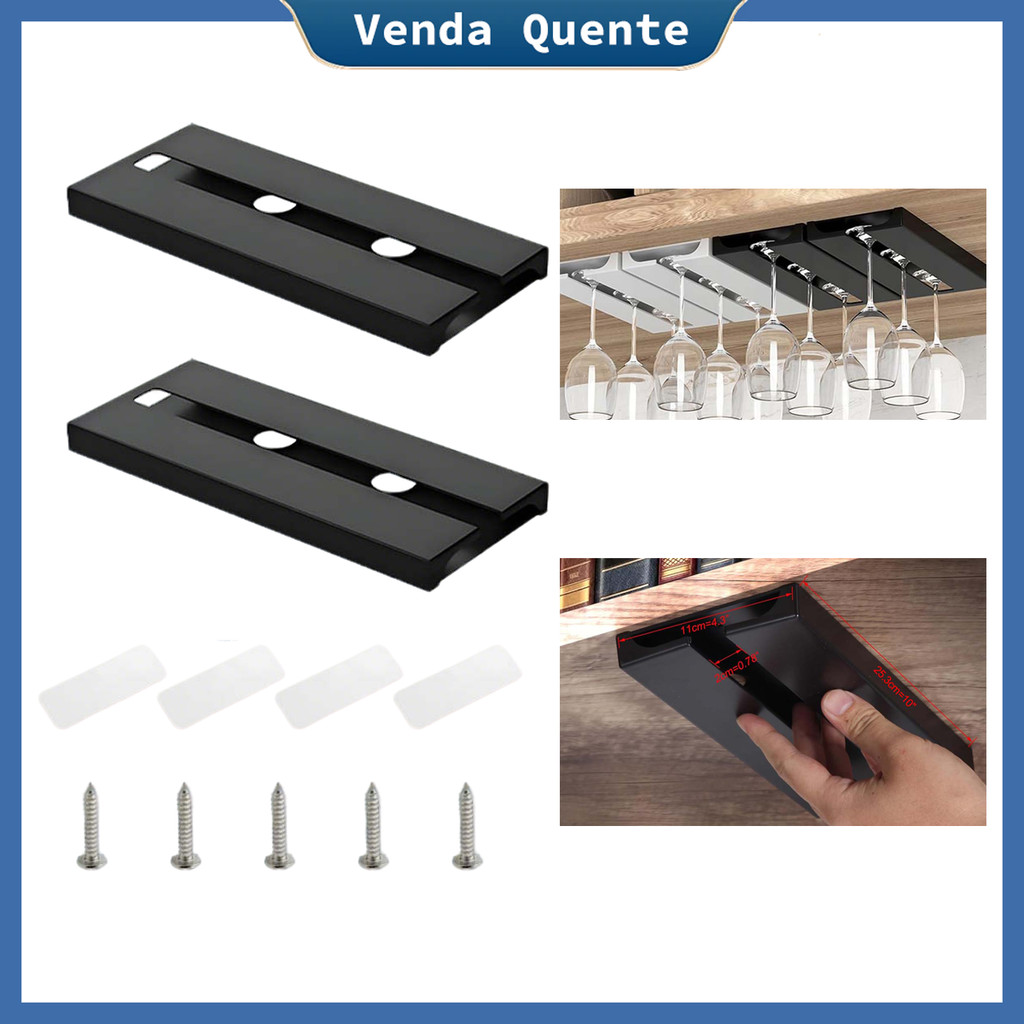 Cabide de vidro de champanhe 2 peças, Tipo de teto do armário, pode conter 6-12 copos de vinho, fácil de instalar