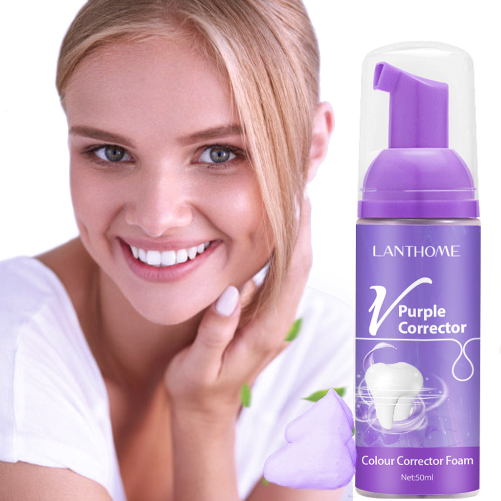 Mousse de espuma para limpeza de dentes em V roxo tipo Push líquido hálito fresco Remove manchas