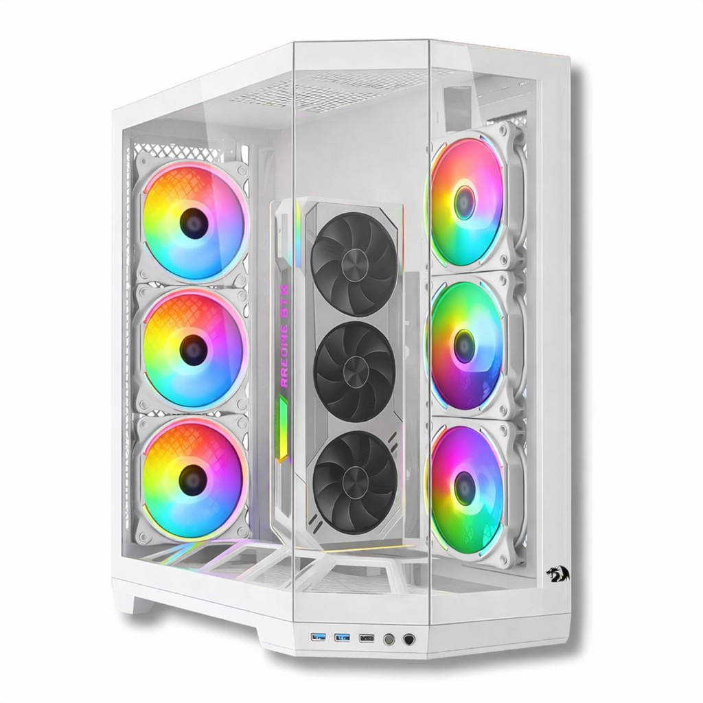 Gabinete Gamer Aquário Redragon Edge ATX/Micro-ATX/Mini-ITX Vidro Temperado Branco CA-608W