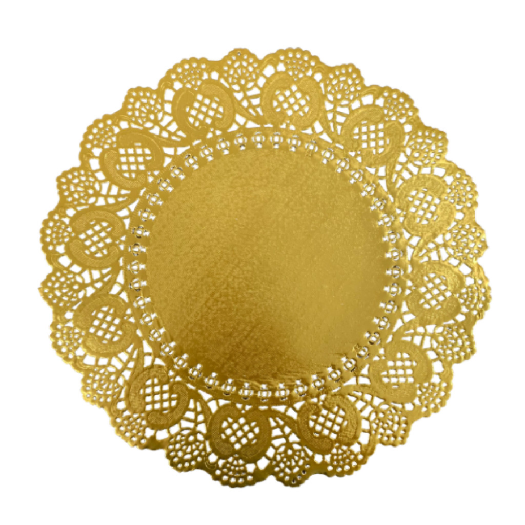 Doilies toalha de papel rendado Redondo Dourado 36cm 52un