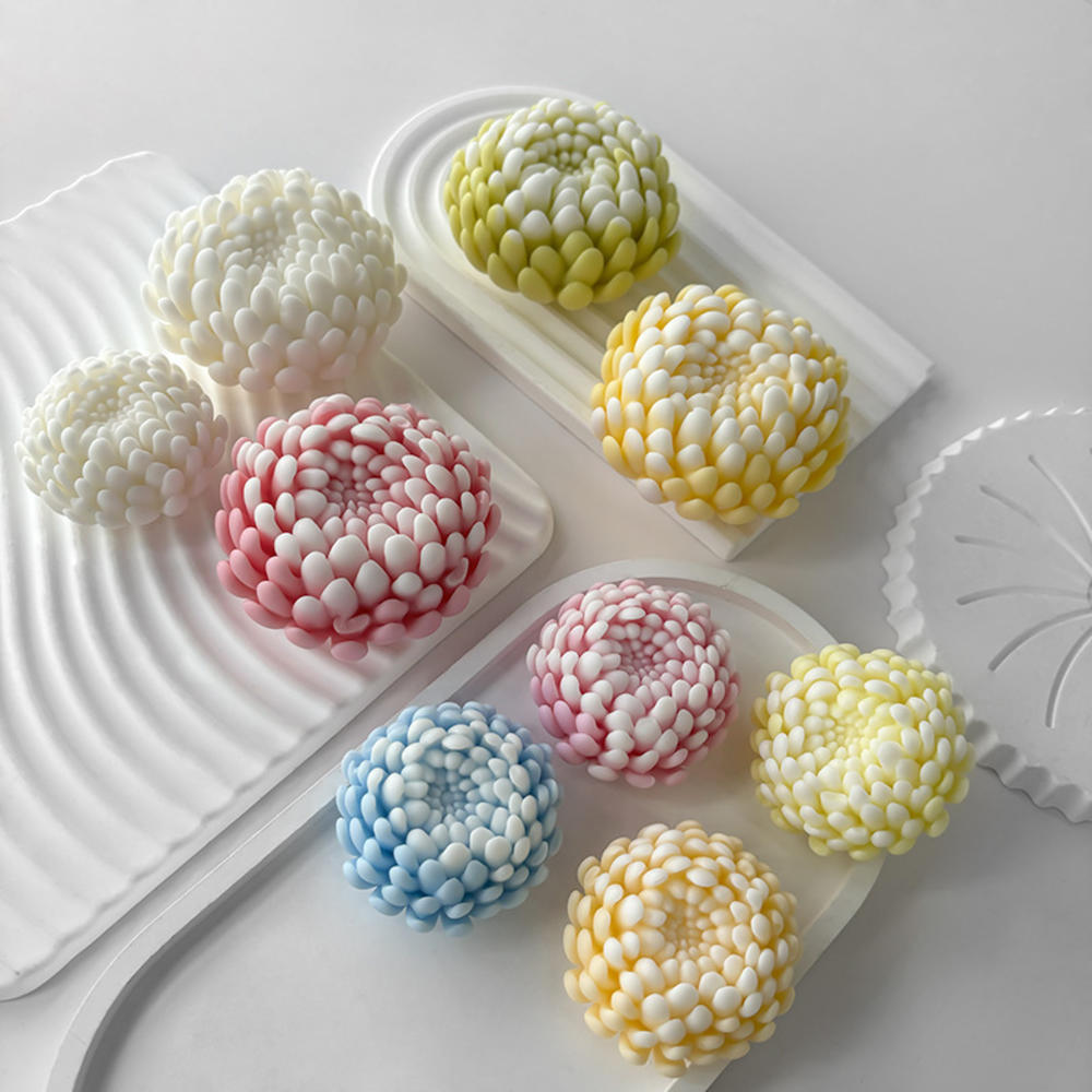 1 Unidade De Moldes De Vela De Silicone De Flor De Crisântemo , Design De Pétala Em Camadas , Para Fabricação De Velas D — imagem 2 de 2