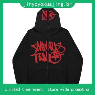 Menos Dois Y2K Hoodie Carta Gráfica Impressão Harajuku Hip Hop Capuz Preto Tamanho Grande Sweatshirt Homens Mulheres Ca