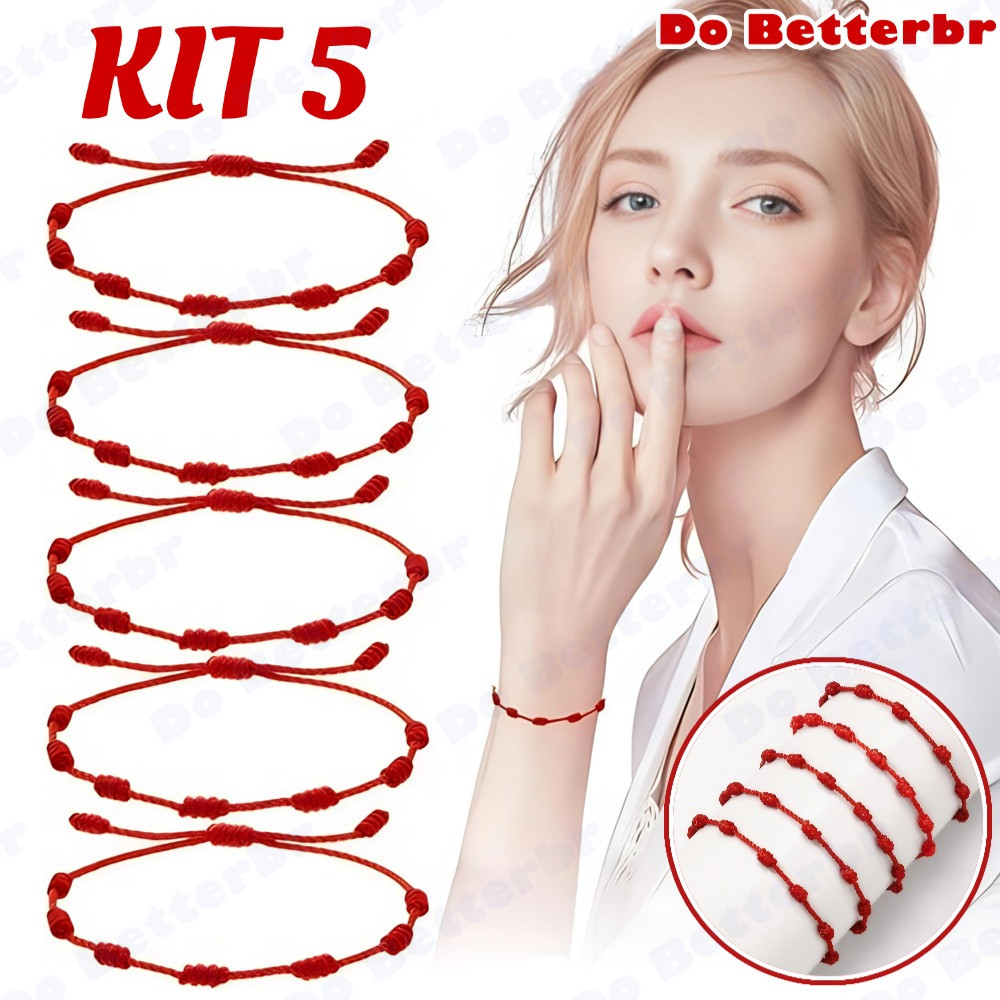 Pulseira Vermelha 7 Nós Kabbalah Contra Mal Olhado Inveja Adulto Regulável Kit 5 em Oferta na Shopee