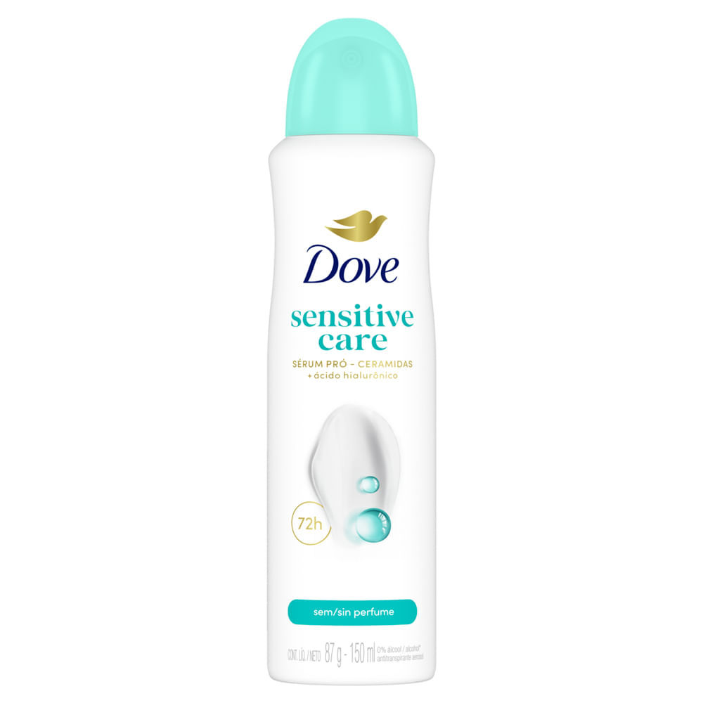 Desodorante Dove Sensitive Care Antitranspirante Aerosol Sem Perfume 150ml em Oferta na Shopee