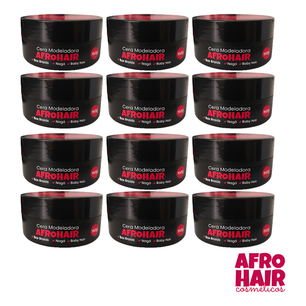 Kit 12 Ceras Para Tranças 150g AfroHair | Atacado Profissional | Fixação Forte + Brilho | Sem Resíduo