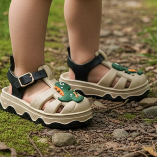 Sandália Dinossauro Infantil Bebê Babuche Bege Fivela Dourada Antiderrapante Tam 19-26 em Oferta na Shopee