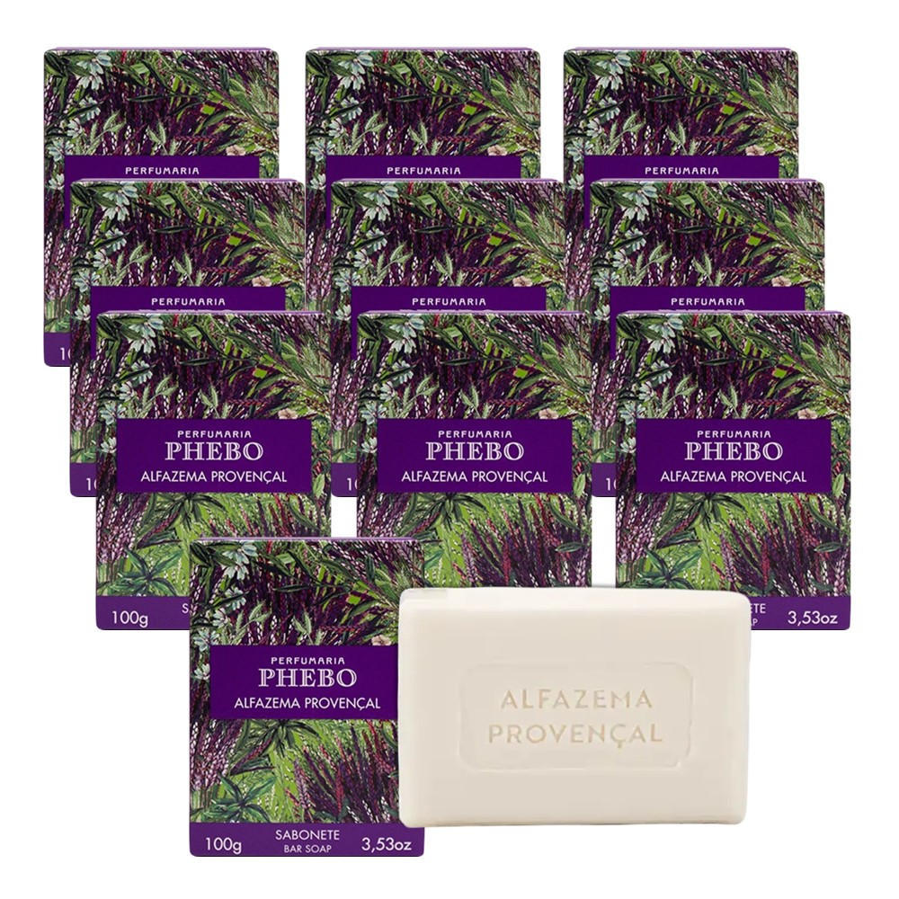 Kit 10 Sabonete Phebo Alfazema Provençal em Barra Cremoso 100g