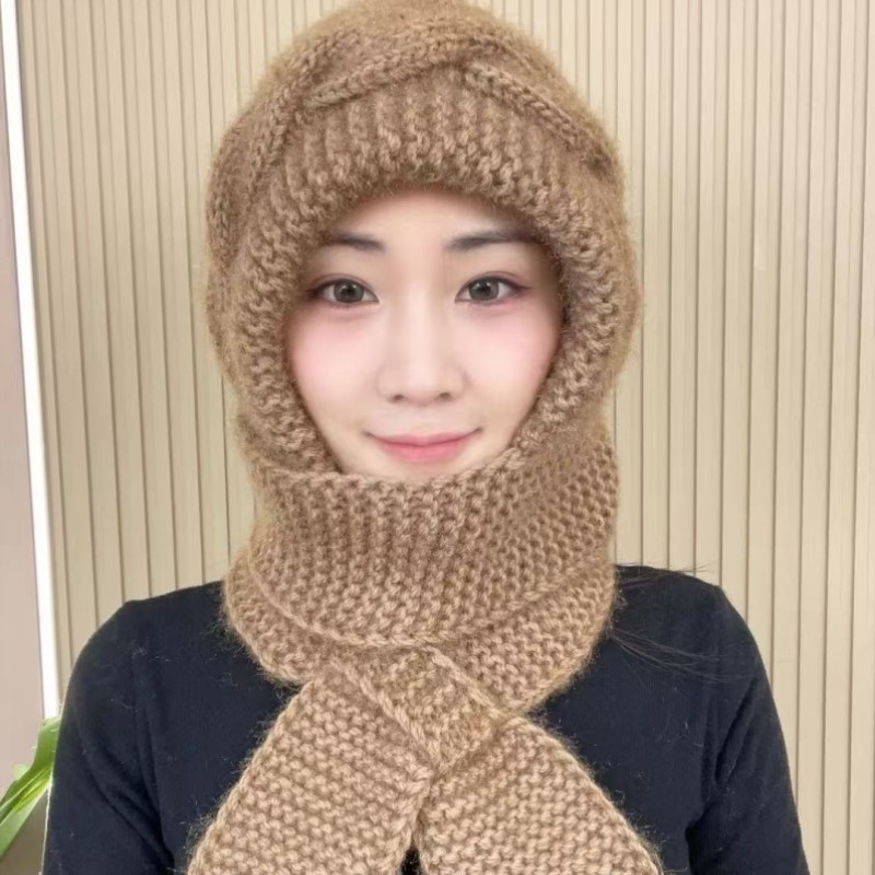 Veludo novo estilo xadrez cânhamo flor estilo All-Match chapéu de lã inverno engrossado cachecol quente de uma peça boné