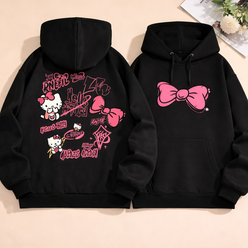 Moletom Canguru Com Capuz Hello Kitty Para Mulheres Feminino Qualidade Premium