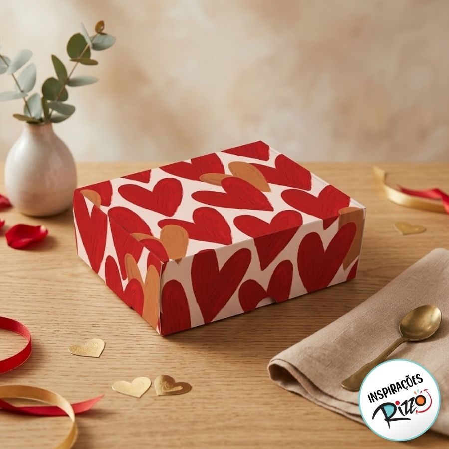 Caixa para 4 Brigadeiros - Season Love - 9x9x4,5cm - 10 unidades - Cromus - Rizzo