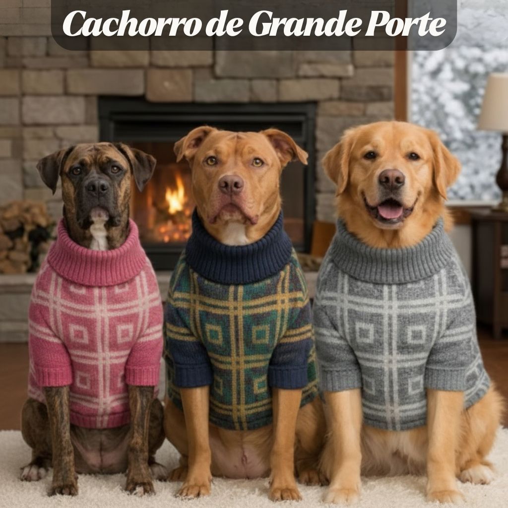 Roupa de Lã para Cachorro Grande Conforto  Tricot GG XG XXG Macia Fácil de Vestir Dias Frios Sortida