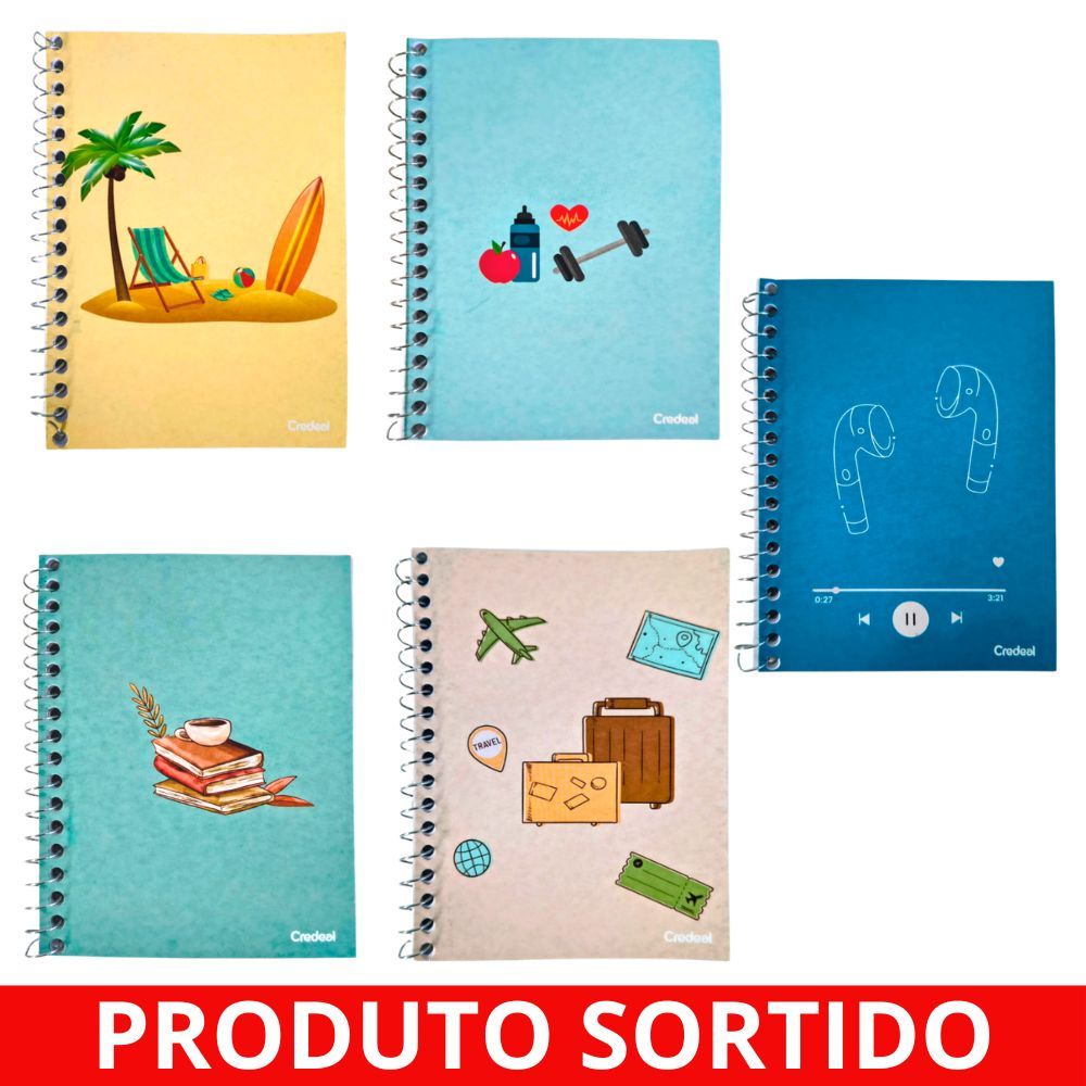 Kit 2 Cadernetas Espiral 1/8 48 Folhas Tome Nota 5050 Credeal - UN