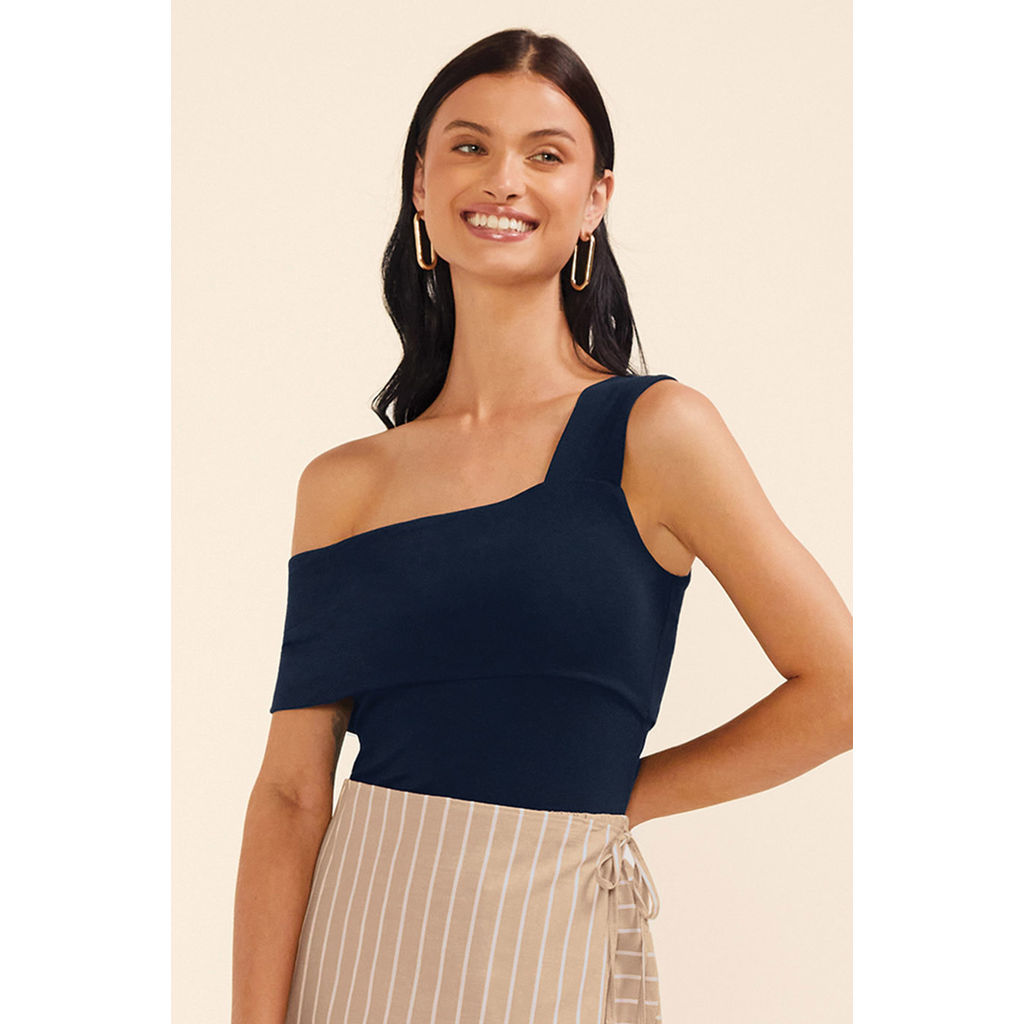 Regata Feminina Assimétrica Marialícia Azul em Oferta na Shopee