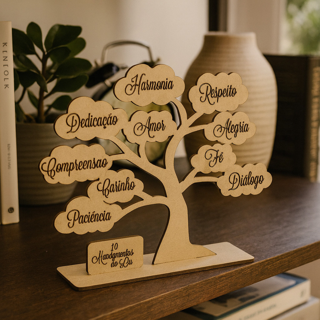 Árvore 10 Mandamentos do Lar em MDF Cru Lembrancinha Decorativa