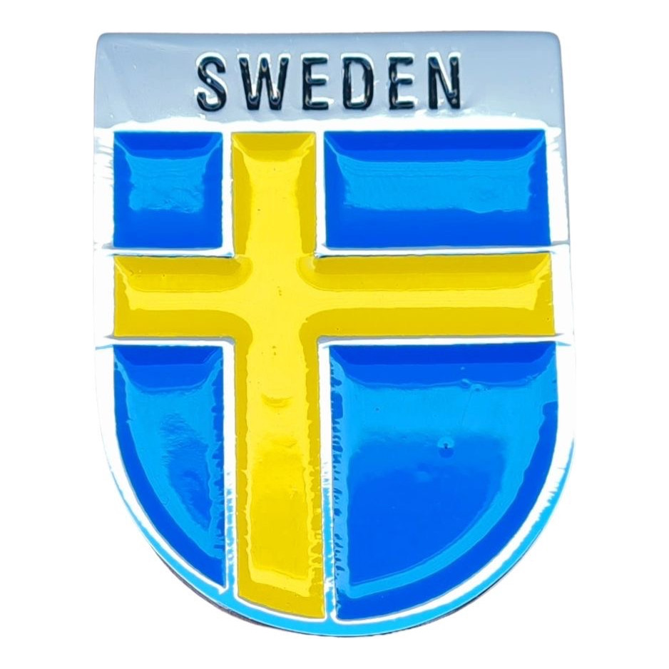 Suécia, Emblema Decorativo De Bandeira Da Suécia Em Metal