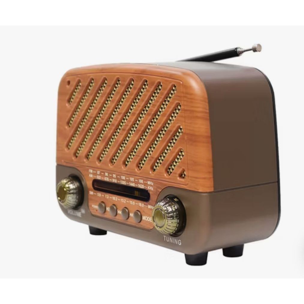 Rádio Vintage Sem Fio Retrô M-1302BT Alto-falante Estéreo Bluetooth Usb Am/Fm 15X10cm P.QIU