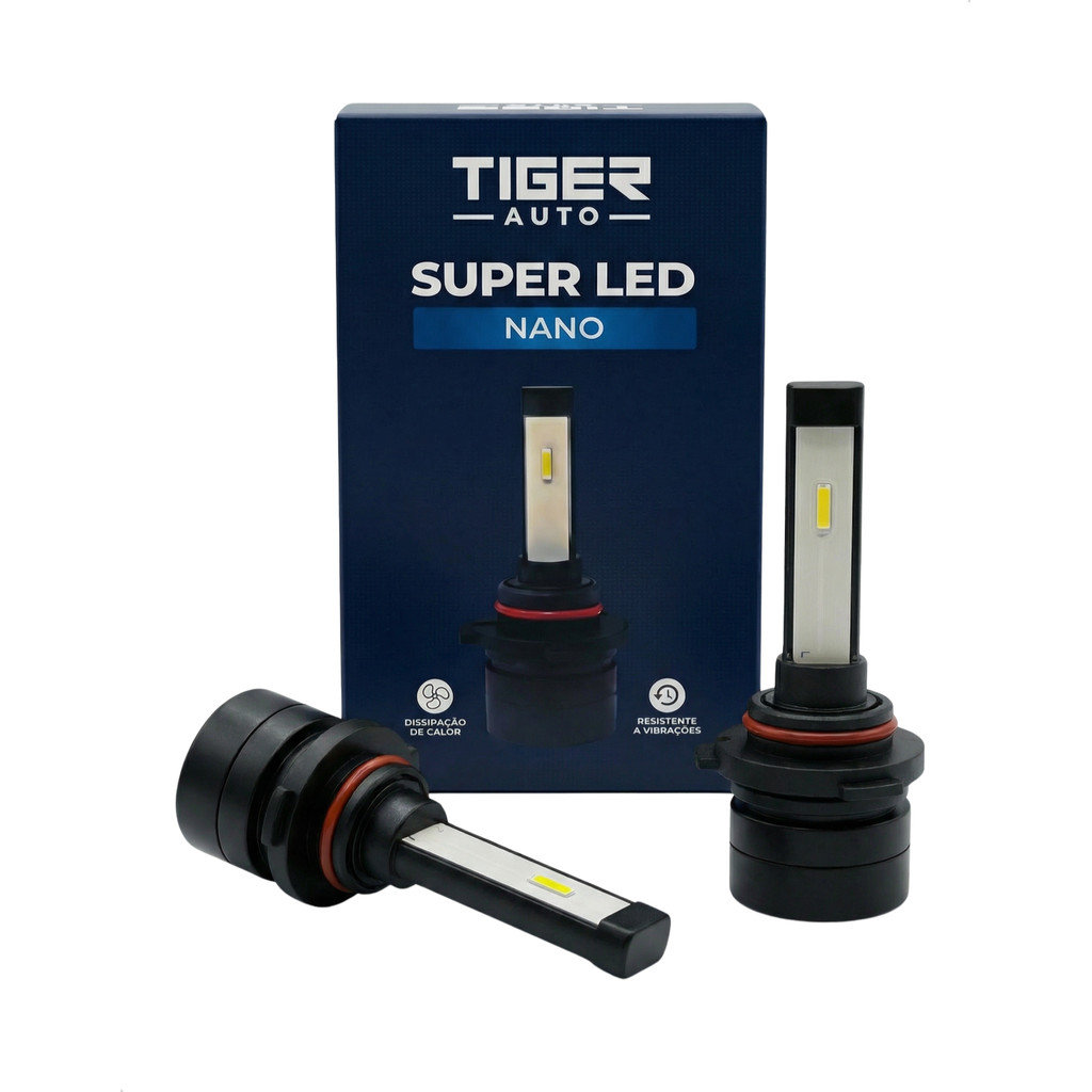 Par Lampada Super LED Nano HB3 Tiger Auto TG1029 6000K 3240lm IP65 Universal Sem Cooler Sem Reator