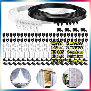 2/3/4/5/6M Trilho flexível e curvo para cortinas de teto trilho curvo silencioso para cortinas divisória