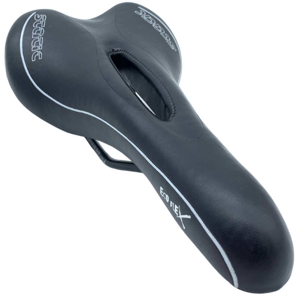 Banco Selim Eco Flex Static 270x140mm Vazado Bicicleta Preto