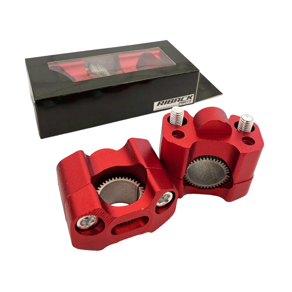 Par de Adaptador Alongador Suporte Para Guidão Universal 22mm e 28mm Fat Bar em Alumínio Anodizado Vermelho